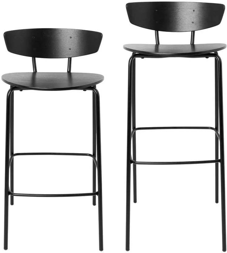 Chaise de bar en métal noir Herman S 64 cm - Ferm Living