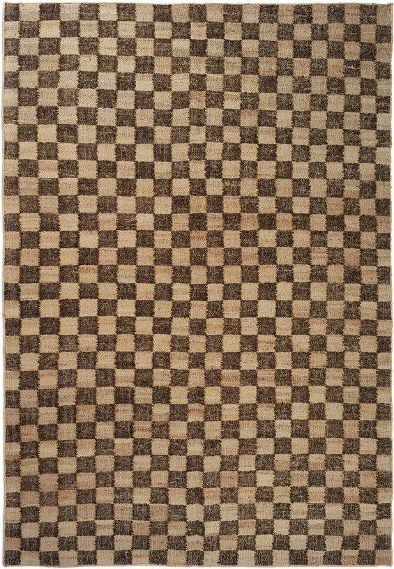 Tapis rectangulaire à carreaux en jute café 200x300cm Check - Ferm living