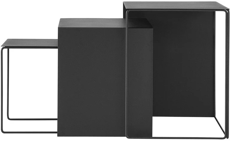 3 tables basses gigognes en métal noir Cluster - Ferm Living
