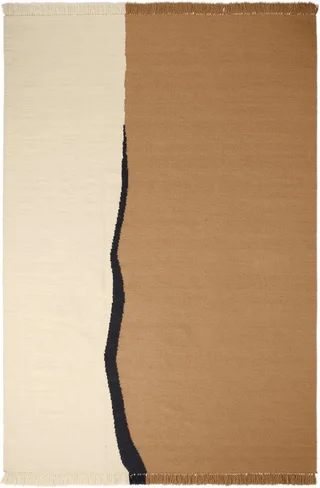 Tapis en laine sable foncé et blanc cassé 200x300cm Soil Kelim - Ferm Living
