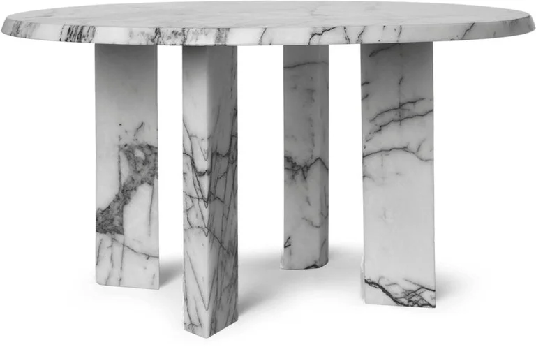 Table basse en marbre blanc et charbon 67x35cm Taula - Ferm Living
