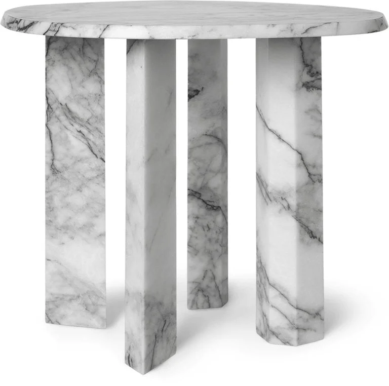 Table d'appoint en marbre blanc et charbon 54,4x45cm Taula - Ferm Living