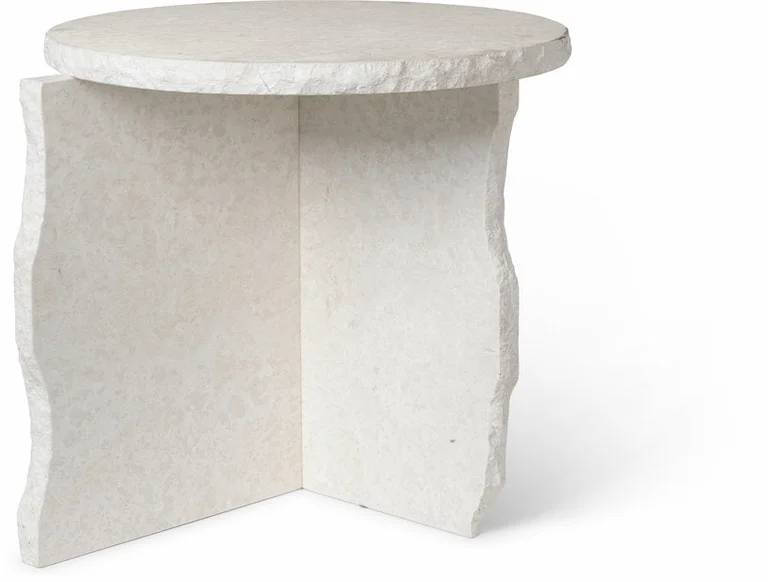 Table sculpturale minérale en marbre blanc 52 x 50 cm Bianco Curia - Ferm Living