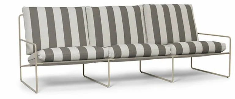 Canapé d'extérieur 3 places en vinyl rayé et acier beige 78 x 93 cm Desert Stripe - Ferm Living