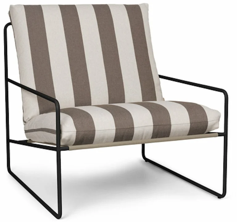 Fauteuil en vinyl rayé et acier noir 78 x 93 cm Desert Stripe Stripe - Ferm Living