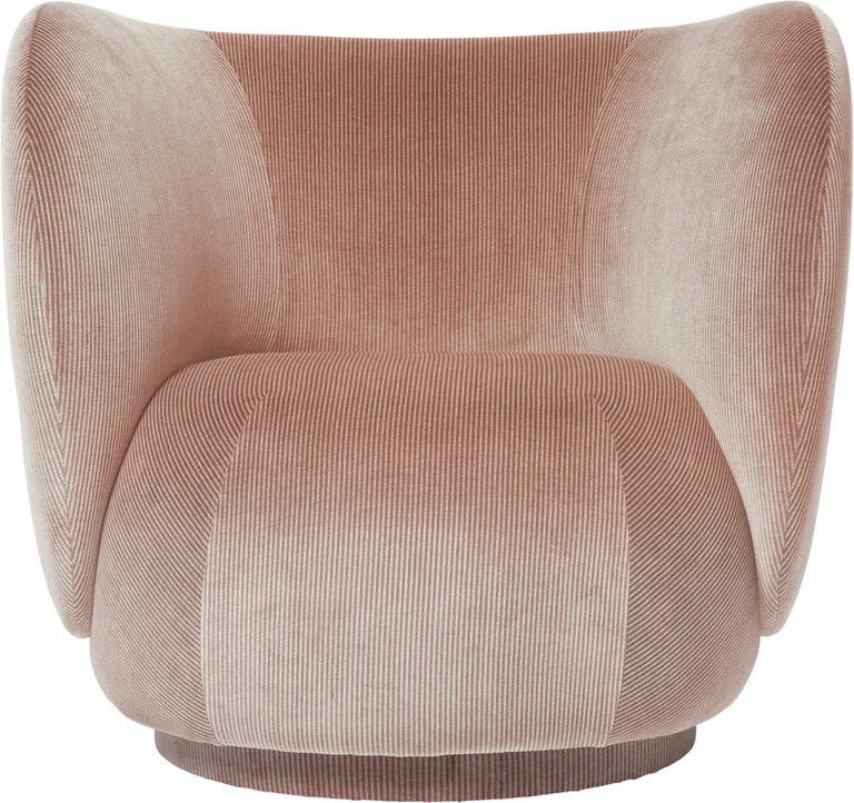 Fauteuil en velours brillant rose 87x76cm Rico Lounge - Ferm Living