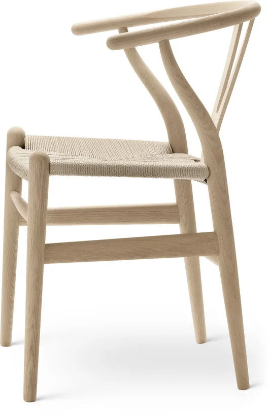 Chaise en chêne blanc huilé et assise tissée naturelle 76cm CH24 - Carl Hansen & Søn