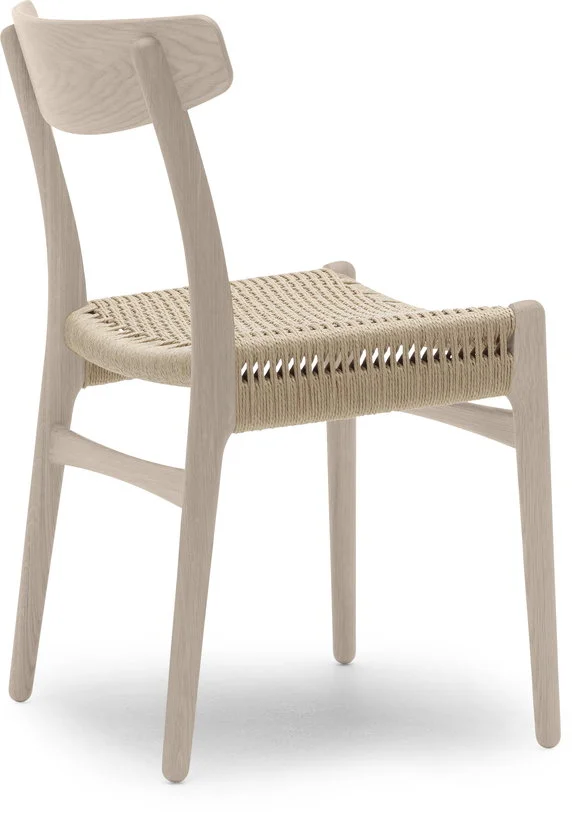 Chaise en chêne savonné et assise tissée naturelle 78,5cm CH23 - Carl Hansen & Søn