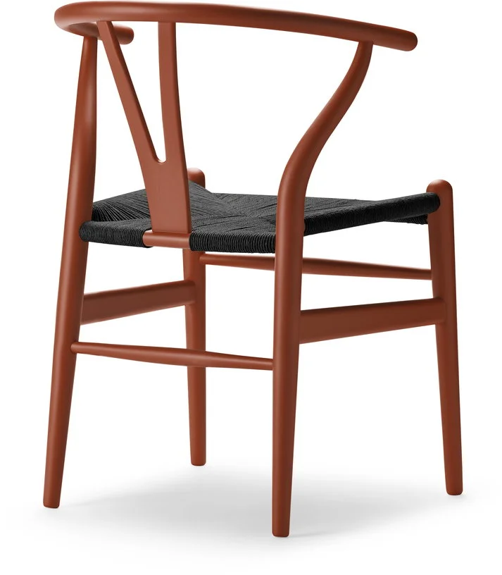 Chaise en hêtre soft terracotta et assise tissée noire 76cm CH24 - Carl Hansen & Søn