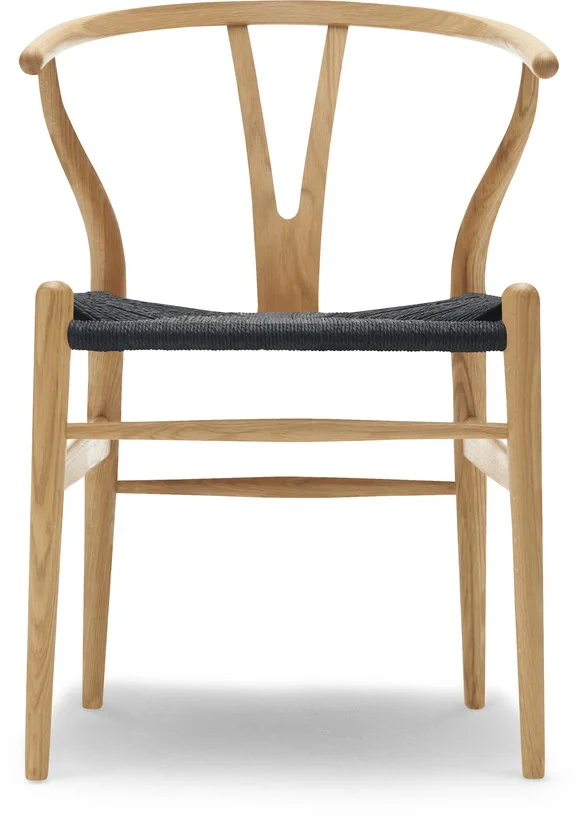 Chaise en chêne huilé et assise tissée noire 76cm CH24 - Carl Hansen & Søn