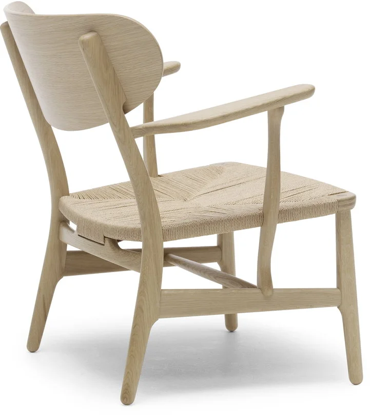 Chaise en chêne savonné avec assise tissée naturelle 72,5cm CH22 - Carl Hansen & Søn