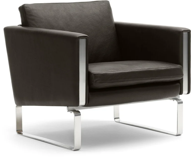Fauteuil en cuir thor 306 et structure en acier inoxydable 78cm CH101 - Carl Hansen & Søn