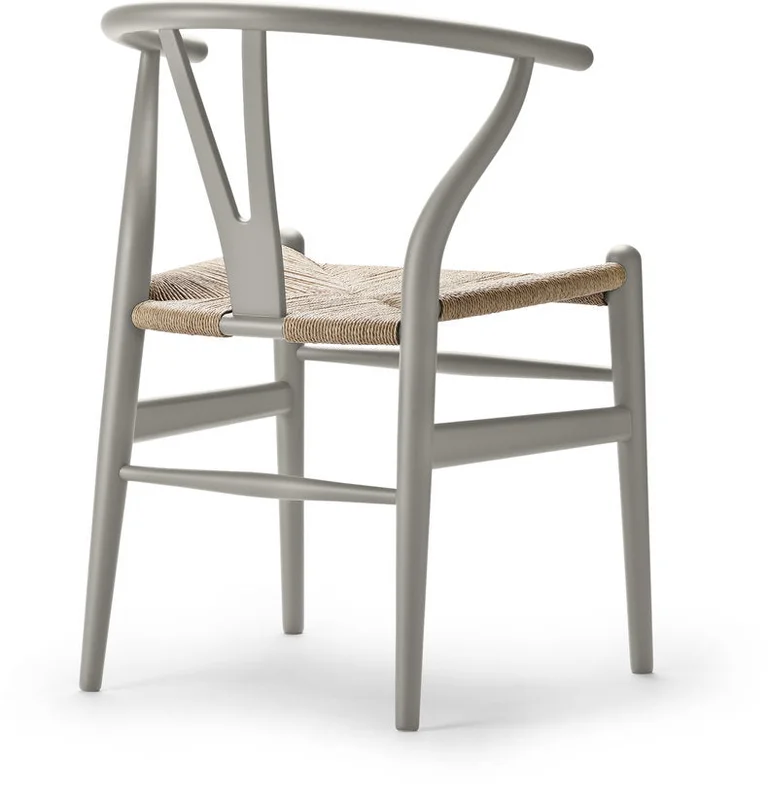 Chaise en hêtre soft silver gray et assise tissée naturelle 76cm CH24 - Carl Hansen & Søn