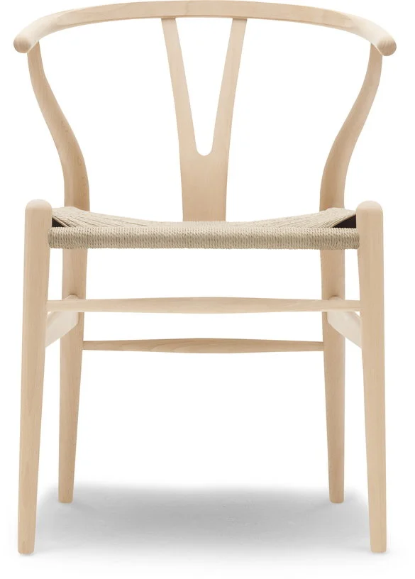 Chaise en hêtre savonné et assise tissée naturelle 76cm CH24 - Carl Hansen & Søn