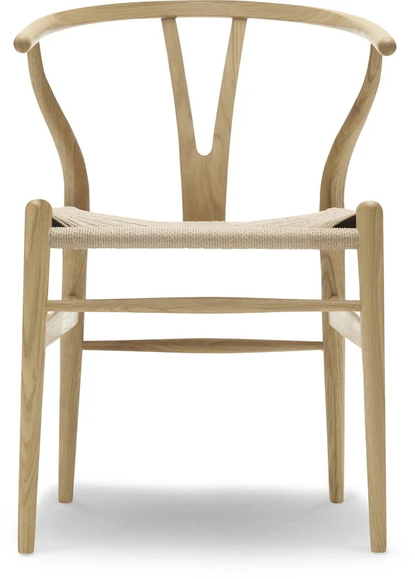 Chaise en chêne laqué et assise tissée naturelle 76cm CH24 - Carl Hansen & Søn