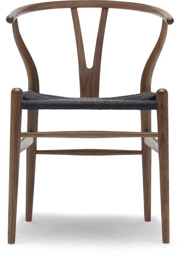 Chaise en noyer huilé et assise tissée noire 76cm CH24 - Carl Hansen & Søn