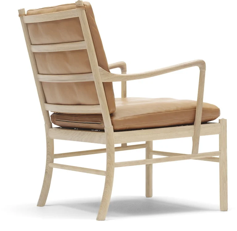 Fauteuil en chêne savonné et assise en cuir sif 95 85cm OW149 - Carl Hansen & Søn