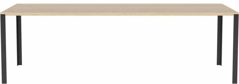 Table en chêne massif huilé pigmenté blanc et acier laqué noir 90 x 240 cm Link - Bolia