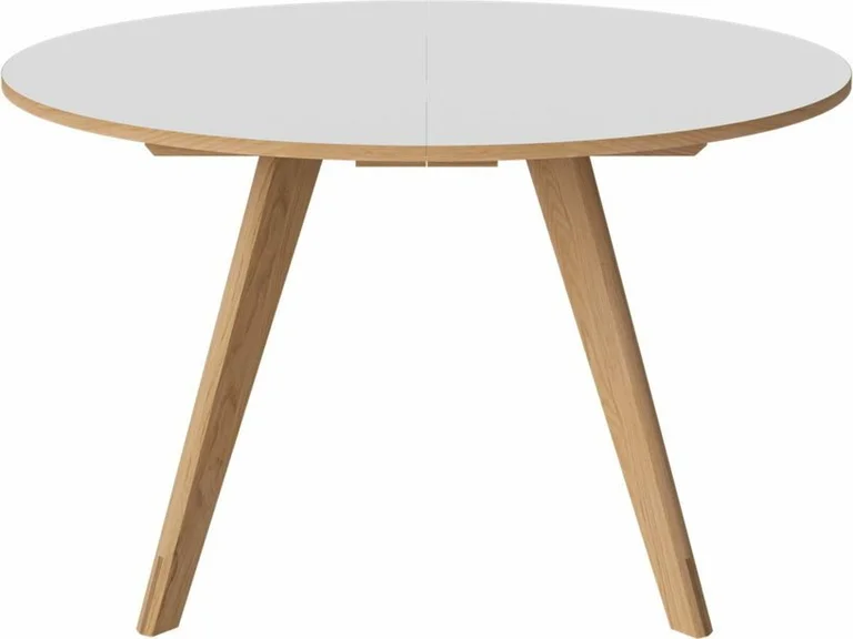Table ronde en stratifié blanc et chêne massif huilé 123,5 cm New Mood - Bolia