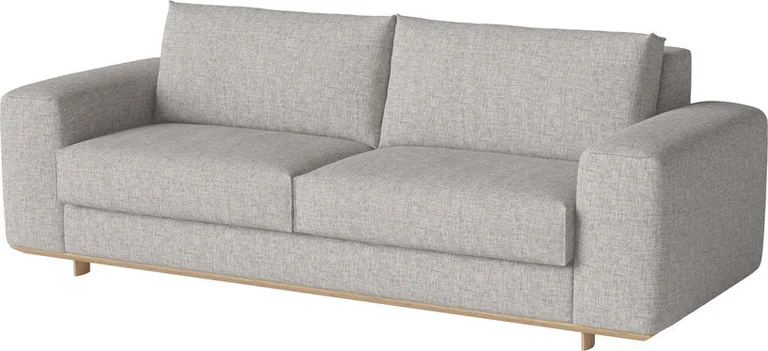 Canapé convertible 2 places et 1/2 tissu nantes multi grey et chêne huilé 240 cm Guest - Bolia