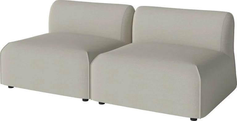 Canapé d'extérieur lounge deux sièges en tissu sand brezza et chêne huilé Arke - Bolia