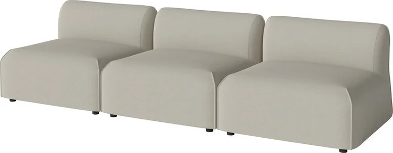 Canapé d'extérieur lounge trois sièges en tissu sand brezza et chêne huilé Arke - Bolia