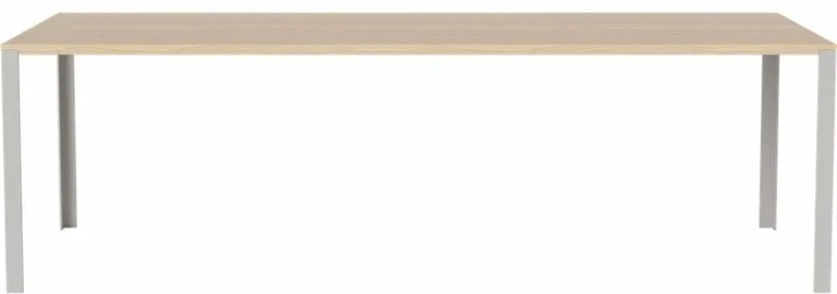 Table en chêne massif huilé pigmenté blanc et acier laqué gris 90 x 240 cm Link - Bolia