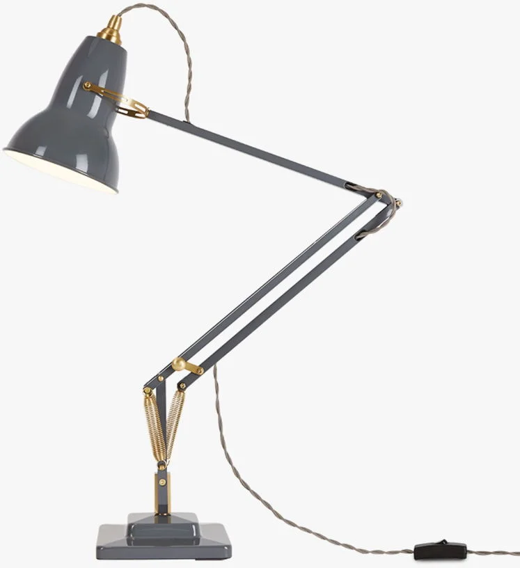 Lampe de bureau en aluminium grise éléphant et finition doré 72x90cm Original 1227 - Anglepoise